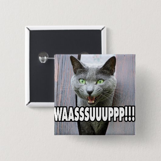 WASSUP - Kattenthema Vierkante Button 5,1 Cm (Voorkant /achterkant)