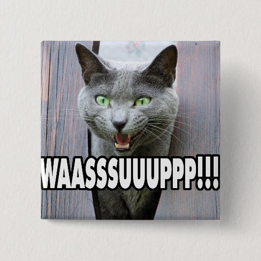 WASSUP - Kattenthema Vierkante Button 5,1 Cm (Voorkant)