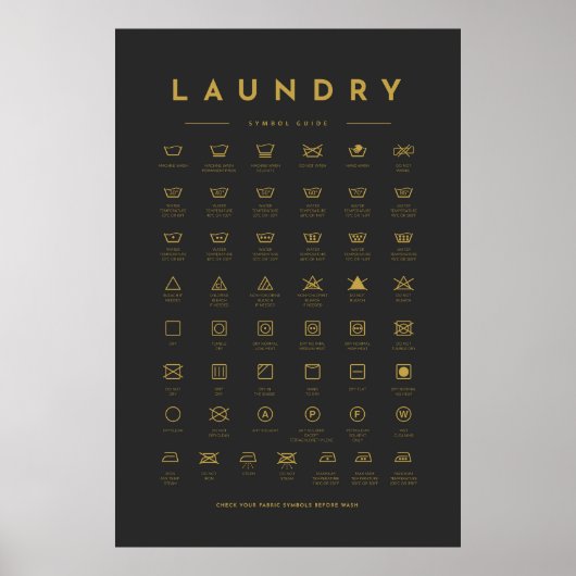 Wassymbolen Guide Care Gold Poster (Voorkant)