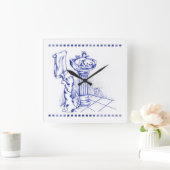 Wastafel en handdoek Kitty Cat Badkamer Toile Look Vierkante Klok (Huis)