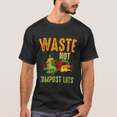 Waste Not Compost Lots Com Composting Worms T-shirt (Voorkant)