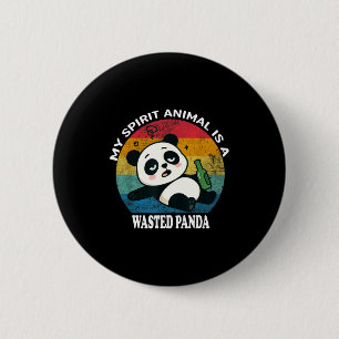 Wasted Panda Is Mijn Favoriete Dier Grappige Wasbe Ronde Button 5,7 Cm