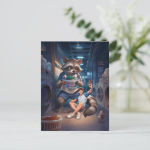 Wastijd – Selfie met een reusachtige wasbeer Briefkaart