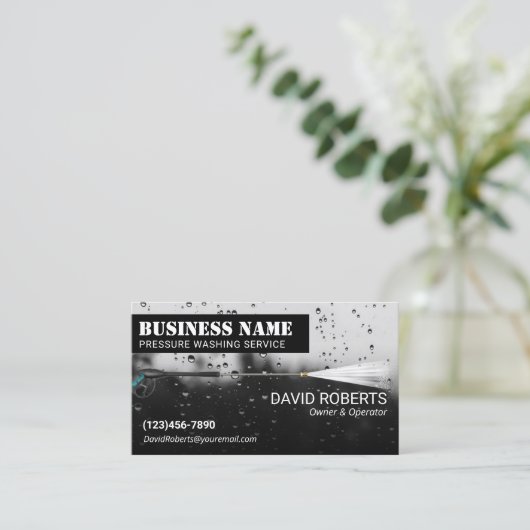 Wasvenster onder druk Wassen Visitekaartje (Staand voorkant)