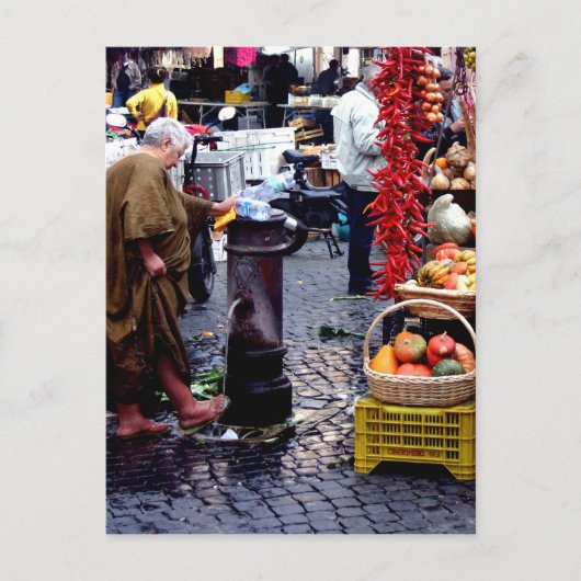 wasvoeten op de markt briefkaart (Voorkant)