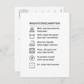 Wasvoorschriften met wijn, grappige tekst kaart (Voorkant / Achterkant)