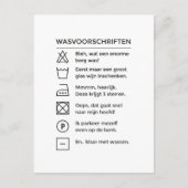Wasvoorschriften met wijn, grappige tekst kaart (Voorkant)
