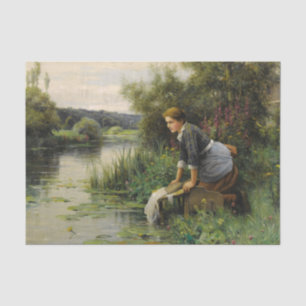 Wasvrouw aan de waterkant van Daniel Knight Tissuepapier