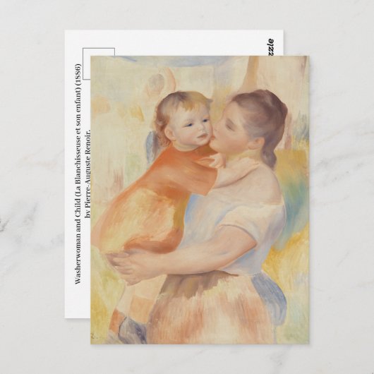 Wasvrouw en kind (1886) Pierre-Auguste Renoir Briefkaart (Voorkant / Achterkant)