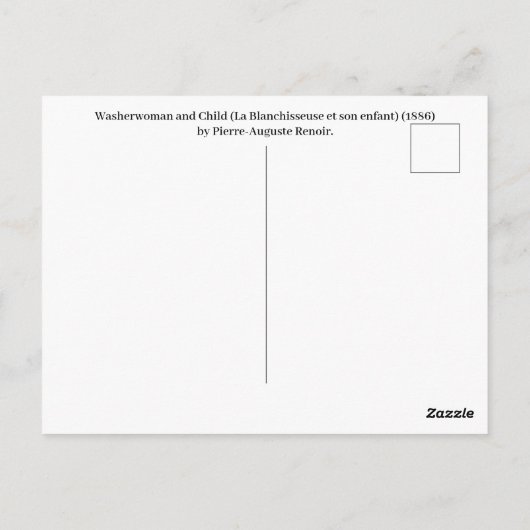 Wasvrouw en kind (1886) Pierre-Auguste Renoir Briefkaart (Achterkant)