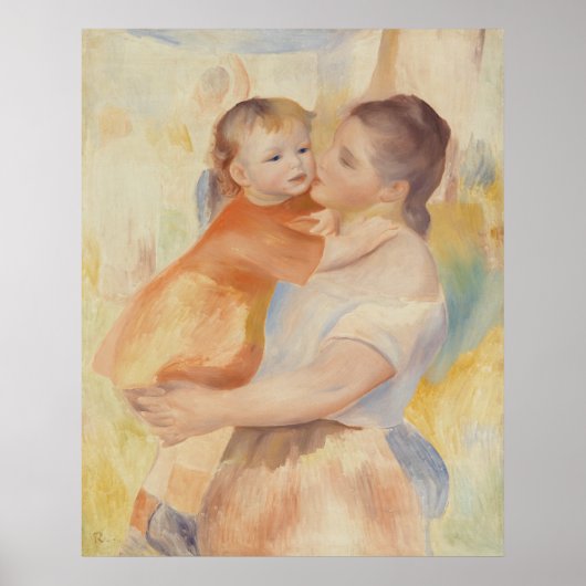 Wasvrouw en kind (1886) Pierre-Auguste Renoir Poster (Voorkant)