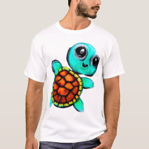 Waswas schilderen schildpad t-shirt