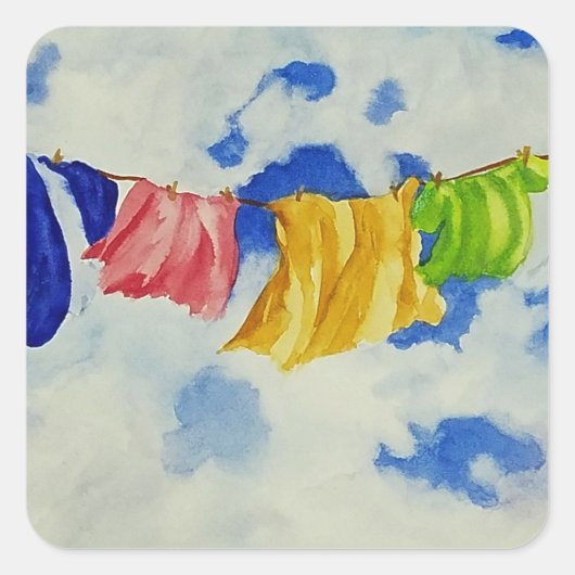 Waswaslijn buiten vierkante sticker (Voorkant)