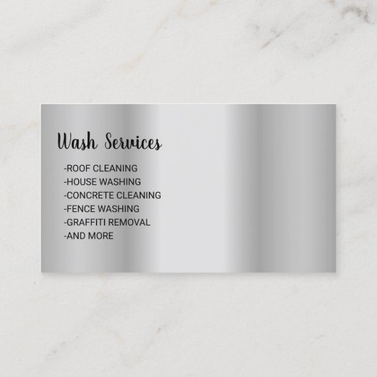 Waswasmachine voor druk Wasreiniging Faux metaal Visitekaartje (Achterkant)