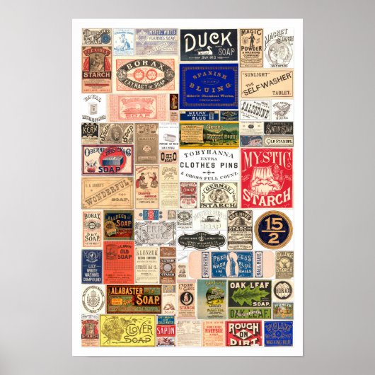 waswasmiddelenlabels Waskamer Poster (Voorkant)