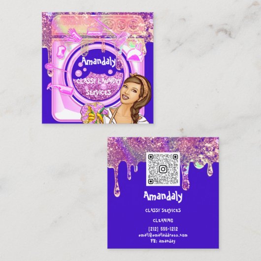 Waswasprogramma's QR-code Logo Vierkante Visitekaartje (Voorkant / Achterkant)