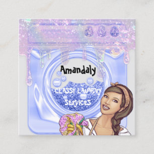 Waswasservice QR-code Blauw grijs Vierkante Visitekaartje