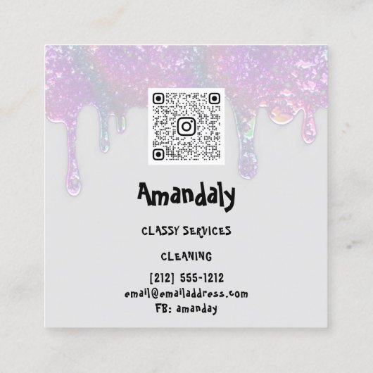 Waswasservice QR-code Blauw grijs Vierkante Visitekaartje (Achterkant)