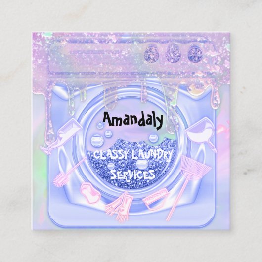 Waswasservice QR-code Logo Vierkante Visitekaartje (Voorkant)