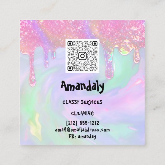 Waswasservice QR Code Maid Home Vierkante Visitekaartje (Achterkant)