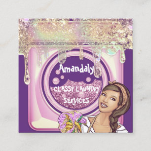 Waswasservice QR-code Paars Vierkante Visitekaartje