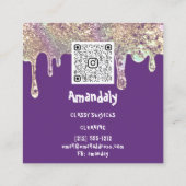 Waswasservice QR-code Paars Vierkante Visitekaartje (Achterkant)