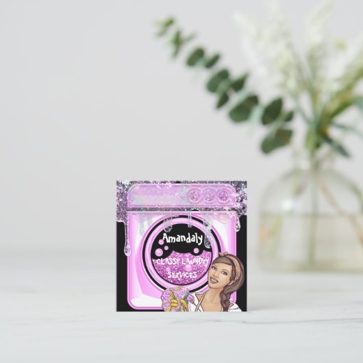 Waswasservice QR-code zeep Vierkante Visitekaartje (Staand voorkant)