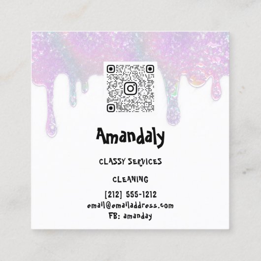 Waswasservice QR-code zwart Vierkante Visitekaartje (Achterkant)