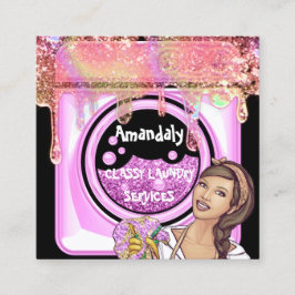 Waswasservice QR-code zwart Vierkante Visitekaartje