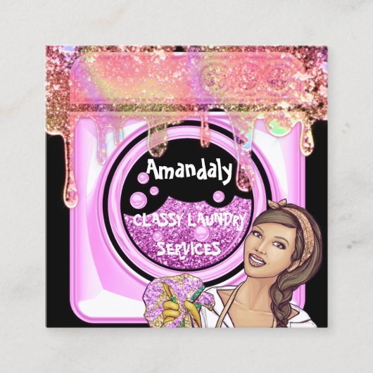 Waswasservice QR-code zwart Vierkante Visitekaartje (Voorkant)