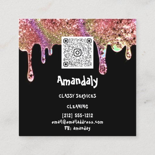 Waswasservice QR-code zwart Vierkante Visitekaartje (Achterkant)