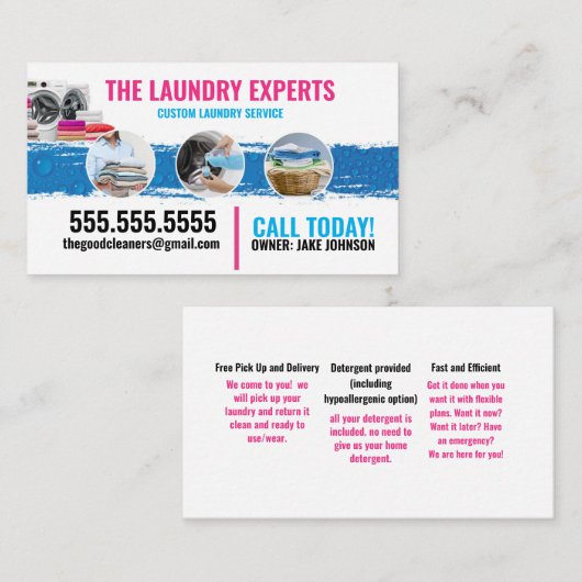 Waswasservice Visitekaartje (Voorkant / Achterkant)