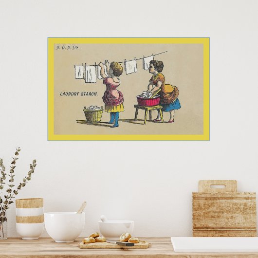 Waszetmeel ~ Circa 1880 ~  Adverteren Poster (Keuken)