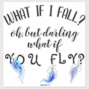 Wat als ik Herfst Vlieg Waterverf Blauwe Paarse ve Sticker