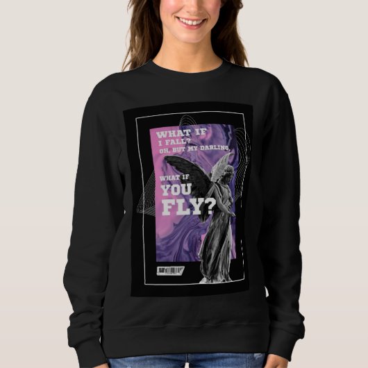 Wat Als Je Vliegt Motiverende Typografie sweatshir Trui (Voorkant)