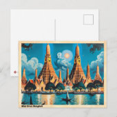 Wat Arun Bangkok Vintage Reizen Briefkaart (Voorkant / Achterkant)