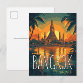 Wat Arun Temple Retro Reizen naar Bangkok Briefkaart (Voorkant / Achterkant)