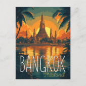 Wat Arun Temple Retro Reizen naar Bangkok Briefkaart (Voorkant)