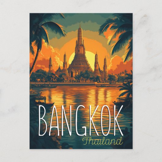 Wat Arun Temple Retro Reizen naar Bangkok Briefkaart (Voorkant)