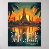 Wat Arun Temple Retro Reizen naar Bangkok Poster (Voorkant)