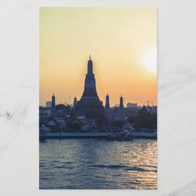 Wat Arun temple Silhouette Thailand Bangkok in sun (Voorkant)