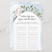 Wat baby Elephant Blue Baby shower Game (Voorkant / Achterkant)