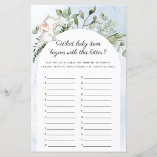 Wat baby Elephant Blue Baby shower Game