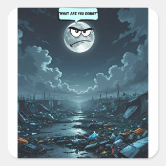 Wat ben je aan het doen? – Als de maan kan praten Vierkante Sticker