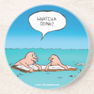 Wat ben je aan het doen? Grappige cartoon over een Zandsteen Onderzetter