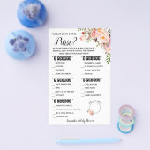 Wat bevat uw roze Baby shower game Kaart (Enkel)