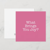 Wat brengt u uw Joy Note Card Notitiekaartje (Voorkant / Achterkant)