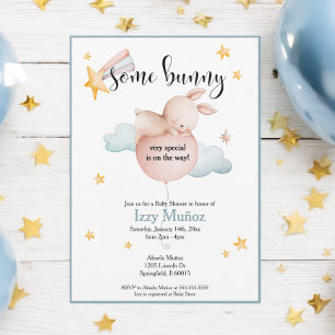 Wat Bunny Balloon & Shooting Star Baby shower Kaart