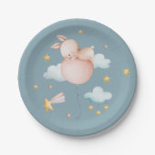 Wat Bunny Balloon & Shooting Star Baby shower Papieren Bordje (Voorkant)