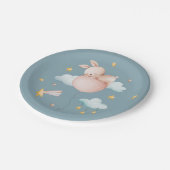 Wat Bunny Balloon & Shooting Star Baby shower Papieren Bordje (Gekanteld)